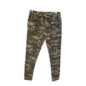 Brand Bazar Drawstring Pants, Leopard Skin Print, Size S (not marked).